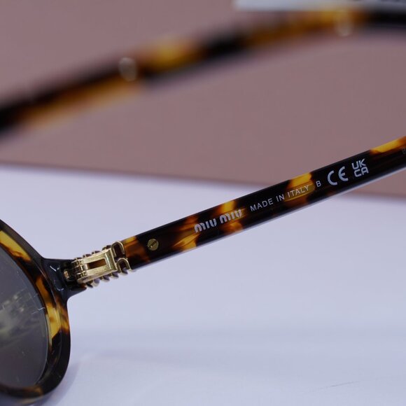 Miu Miu MU04ZSF VAU07F Oval Sunglasses – Honey Havana main image 10